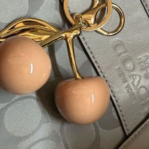 Cherry Keychain in Gold and Cream